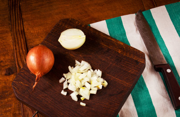 Chopped onions before cooking