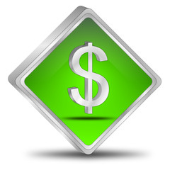 Button with Dollar sign - 3D illustration