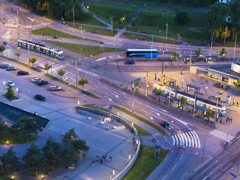 High angle view of road intersection