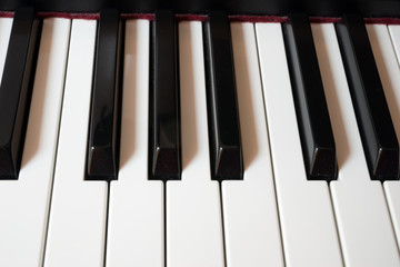 Close up of keys on a piano