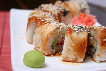 China seafood sushi./China seafood sushi eel.