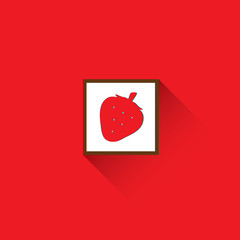 strawberry logo in red background