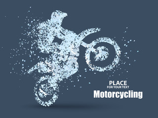 Particles of motorcycle riders,full enterprising across significance vector illustration.