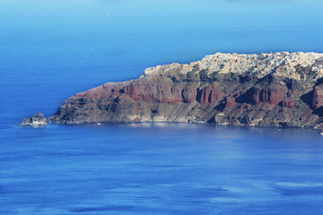 Fototapeta na wymiar Santorini island, Greece. Panoramic view from the boat.