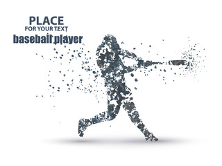 Baseball Batter Hitting Ball, particle divergent composition