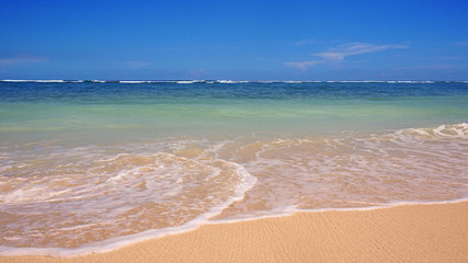 Pendawa Beach,Bali,Indonesia,With Waves And Empty Beach Sands.Travel and spa concept photo.