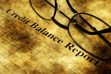 Credit balance report grunge concept