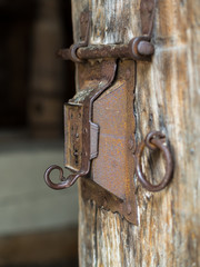 Detail of an antique door, keyhole and handle - 3