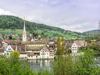 Picturesque skyline of the village of Stein am Rhein - 1
