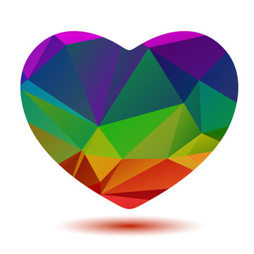 polygonal rainbow heart