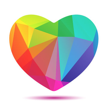 bright polygonal rainbow heart