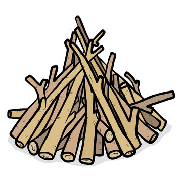 Heap Of Firewood / Cartoon Vector And Illustration, Hand Drawn Style, Isolated On White Background.