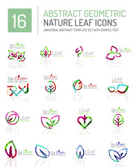 Geometric leaf icon set