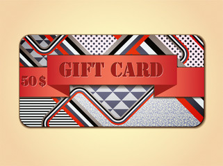 Retro stile abstract gift card. 