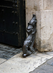 Fototapeta na wymiar medieval roman iron small sculpture of deity griffin at the bott
