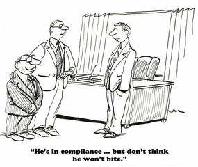 Business cartoons about regulatory rules and regulations.