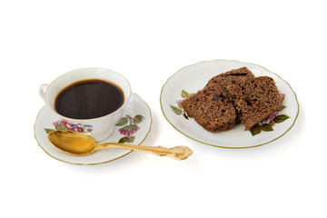 Cafe con bizcocho de chocolate