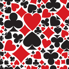 Fototapeta premium Poker pattern. vector seamless casino background or texture with card suits