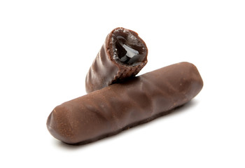 chocolate sticks with filling isolated