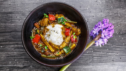 Chicken in Curry Sauce Milk egg garnish