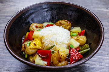 Shrimp Sauce Pineapple Chili bean garnish