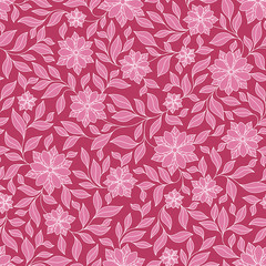 Ornate violet and pink floral seamless texture, endless pattern