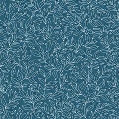Obraz premium Floral seamless pattern with blue leaves.