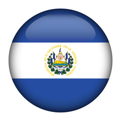 Round glossy Button with flag of El Salvador