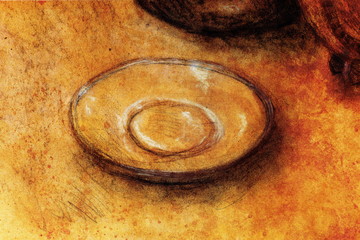 Drawing plate on paper. Original hand draw.