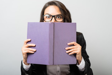 young woman reading a book