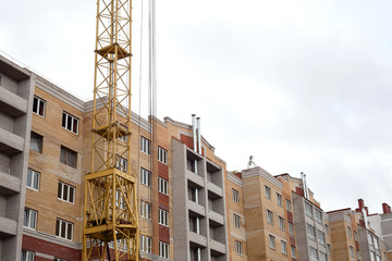 Construction of a brick apartment building
