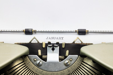 January word in capital letters on white sheet