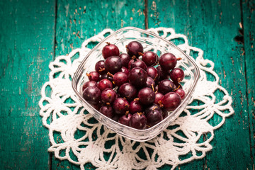 Summer fresh berries , healthy food , wooden background