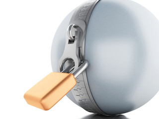 3d Ball with zipper and padlock