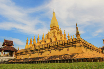 Beautiful sky at Pha That Luang(That Luang Stupa),Vientiane,Laos.-regarded as an important symbol of Laos
