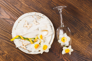 Silverware on the wooden background