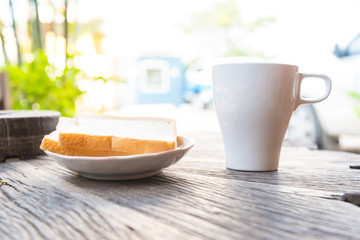 coffee and a slice of bread