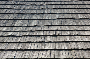 Old wooden shingle roof