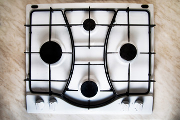Gas stove, top view