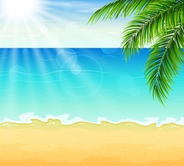 Fototapeta na wymiar Beach and tropical sea with bright sun