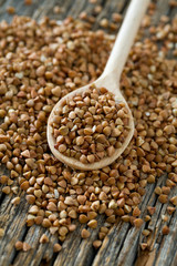 buckwheat in a wooden spoon