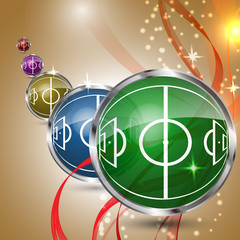 Multicolored grass sphere with soccer field 