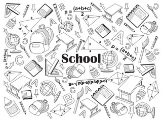 School colorless set vector illustration