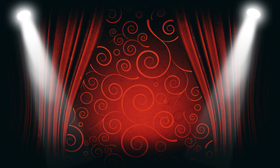 red curtain background