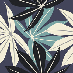 Elegant seamless pattern with tropical leaves - 109266721