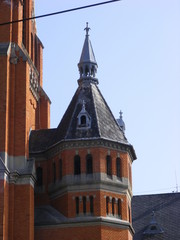 Church tower built with brick