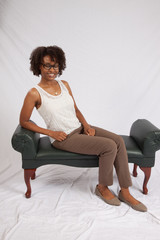 Fototapeta na wymiar Happy black woman relaxing