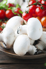 Healthy food with tomato and champignon