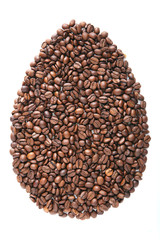 Easter Egg from coffee beans on white background