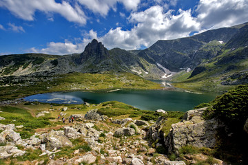 Fototapeta na wymiar The Twin, The Seven Rila Lakes, Rila Mountain, Bulgaria